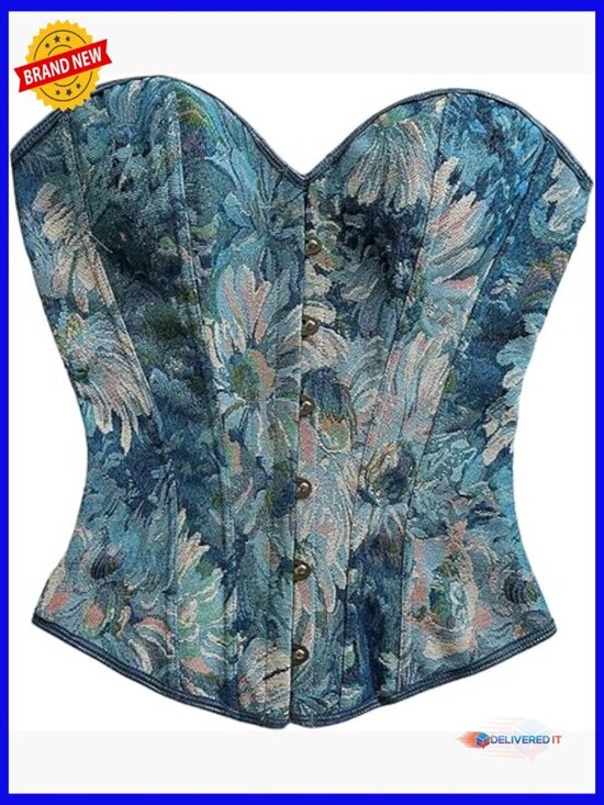 Other - Strapless Lace Up Corset Bustier Top Floral Party Tube